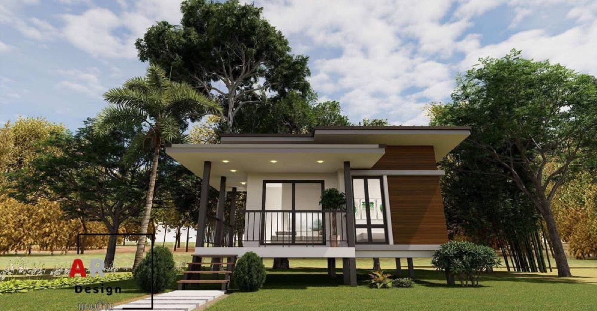 แบบบ้านชั้นเดียว สไตล์บ้านสวน (ยกพื้น)